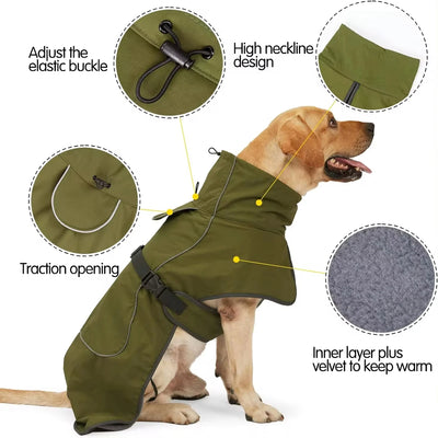 Manteau Imperméable d'Hiver Coupe-Vent Bande Réfléchissante Grand Chien