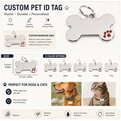 Médaille Gravée en Os à Griffes pour Chien