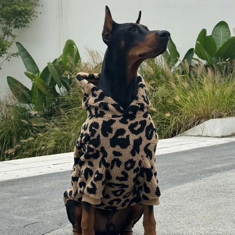 Manteau Sherpa Léopard Chaud pour Grand Chien Doberman
