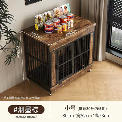 Cage pour Chien Meuble Bois Double Porte Métal