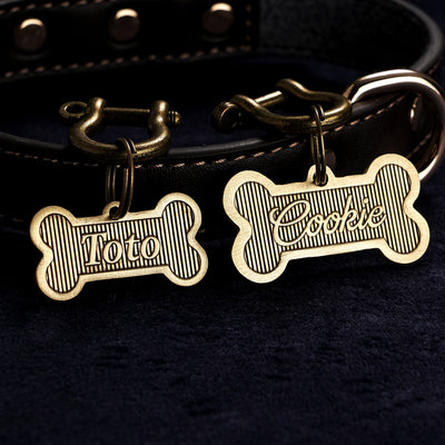 Médaille Laiton Gravée en Os pour Chien