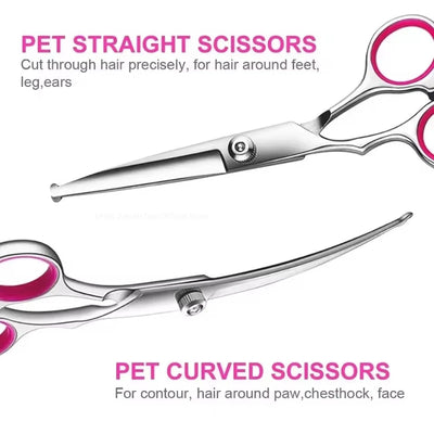 Ciseaux de Toilettage Chien Kit 3 Paires Peigne Bouts Ronds