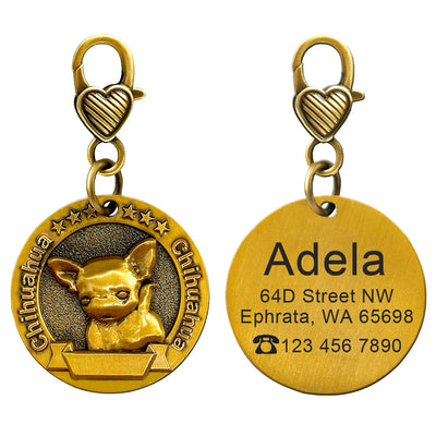 Médaille Cuivrée Gravée Silhouette de Race pour Chien