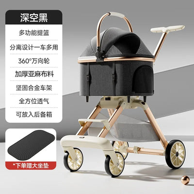 Poussette pour Chien de Luxe 3 en 1 Nacelle Détachable