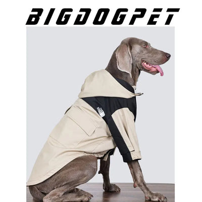 Manteau Imperméable à Capuche Zippé Gros Chien