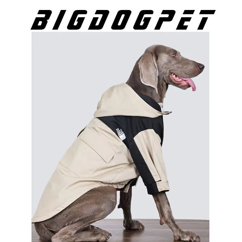 Manteau Imperméable à Capuche Zippé Gros Chien