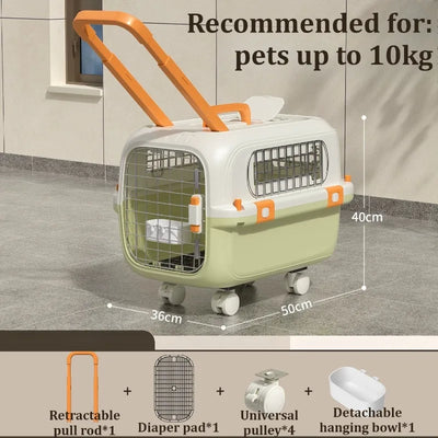 Cage de Transport Chien à Roulettes Poignée Télescopique