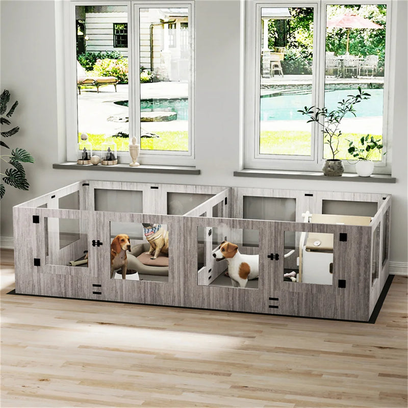 Enclos Mise Bas Verre Trempé Chien 239x120x60 cm