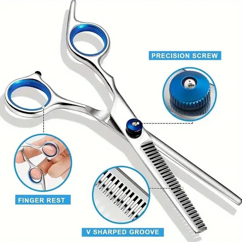Ciseaux de Toilettage Chien Bouts Ronds Kit 4 Pièces