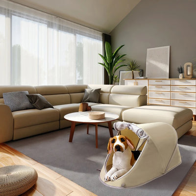 Tente pour Chien Pop-Up Anti-UV Niche Pliable Beige