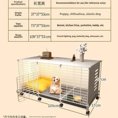 Meuble Cage Chien d'Intérieur Petite Taille sur Roulettes