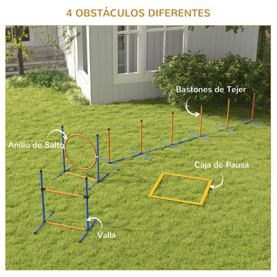 Kit d'Agility Chien PawHut 4 Pièces Orange et Bleu