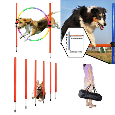 Set d'Obstacles d'Agility pour Chien Cerceau Barre Slalom