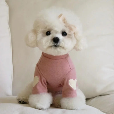 Sweat Polaire Chien Écusson Cœur Col Montant