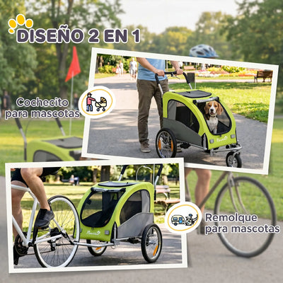Remorque Vélo PawHut 2-en-1 Chien 20 kg Suspension