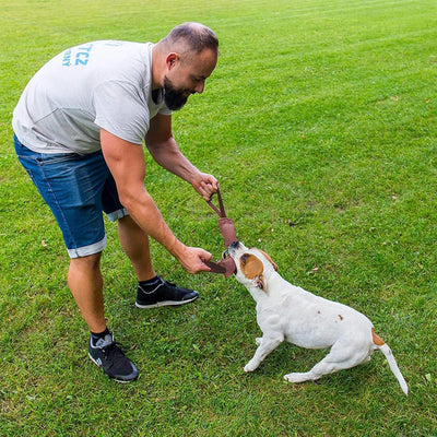 Jouet de Traction Chien Daim Boudin à Poignées 30 cm