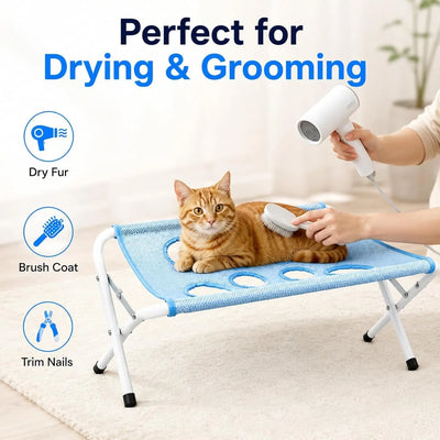 Hamac de Toilettage Pliable en Maille sur Pieds, Petit Chien