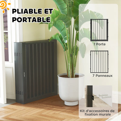 Parc pour Chien PawHut 8 Panneaux Pliable Métal Noir