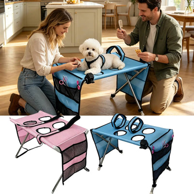 Table de Toilettage Pliable avec Poches, Petit Chien 13,6 kg