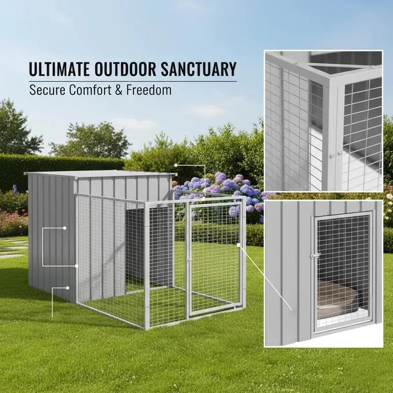 Niche Chien Acier Galvanisé Chenil Extensible 110x405x110 cm