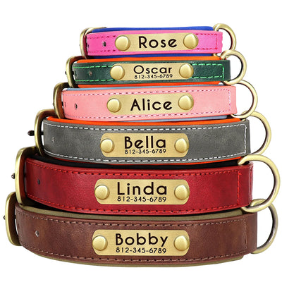 Medaille Collier Rembourre Cuir PU Gravee Chien