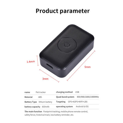 Collier GPS 2G Chien Carte Nano-SIM Boîtier Amovible