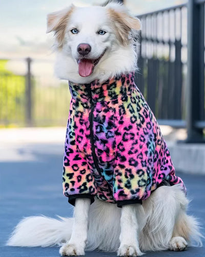 Manteau Polaire Léopard Zippé pour Grand Chien
