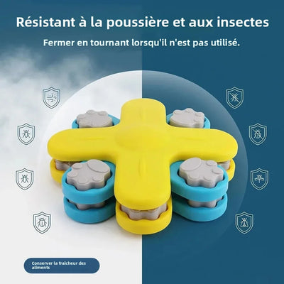 Jouet Interactif Chien Plateau Rotatif Jaune Cachette Friandises
