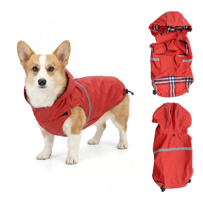 Manteau Imperméable Chien Capuche Réfléchissant Doublure Carreaux