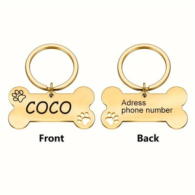 Médaille Os Doré Empreintes de Pattes Personnalisée Chien