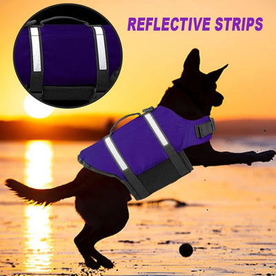 Gilet de Sauvetage pour Chien Réglable Poignée Ventre Aéré