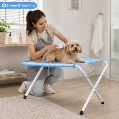 Table de Toilettage Pliable en Filet à Ouvertures Petit Chien