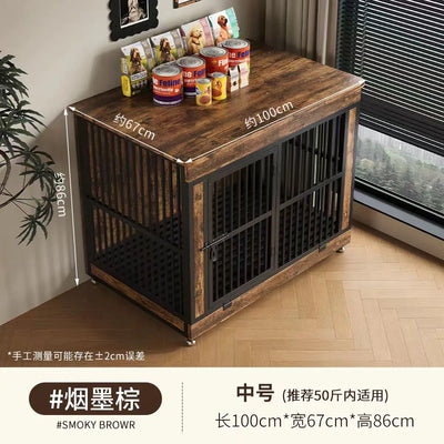 Cage pour Chien Meuble Bois Double Porte Métal