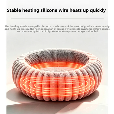 Lit Chauffant Électrique Rond pour Chien Taille Moyenne 65 cm