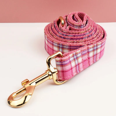 Ensemble Collier Harnais Laisse Carreaux Gravé Chien
