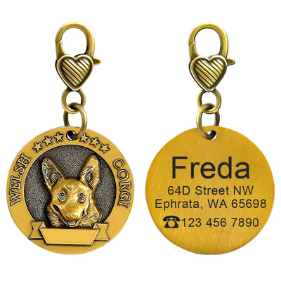 Médaille Cuivrée Gravée Silhouette de Race pour Chien