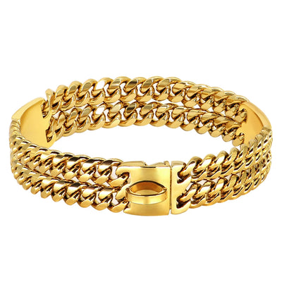 Collier Chaîne Inox Doré Gros Chien Pitbull