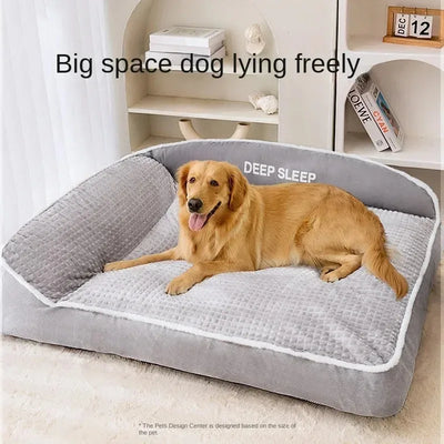Canapé pour Chien Grande Taille Dossier Haut Flanelle Gris