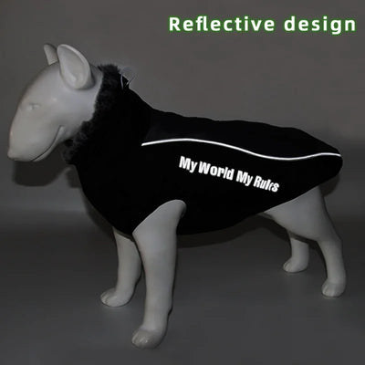 Manteau Imperméable Grand Chien Col Façon Fourrure Réfléchissant