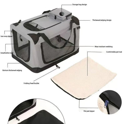 Caisse de Transport Chien Souple Pliable 3 Portes