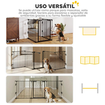Barrière pour Chien 5 Panneaux 300 cm Verrouillage Automatique