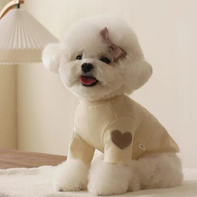 Sweat Polaire Chien Écusson Cœur Col Montant