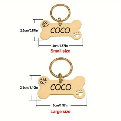 Médaille Os Doré Empreintes de Pattes Personnalisée Chien