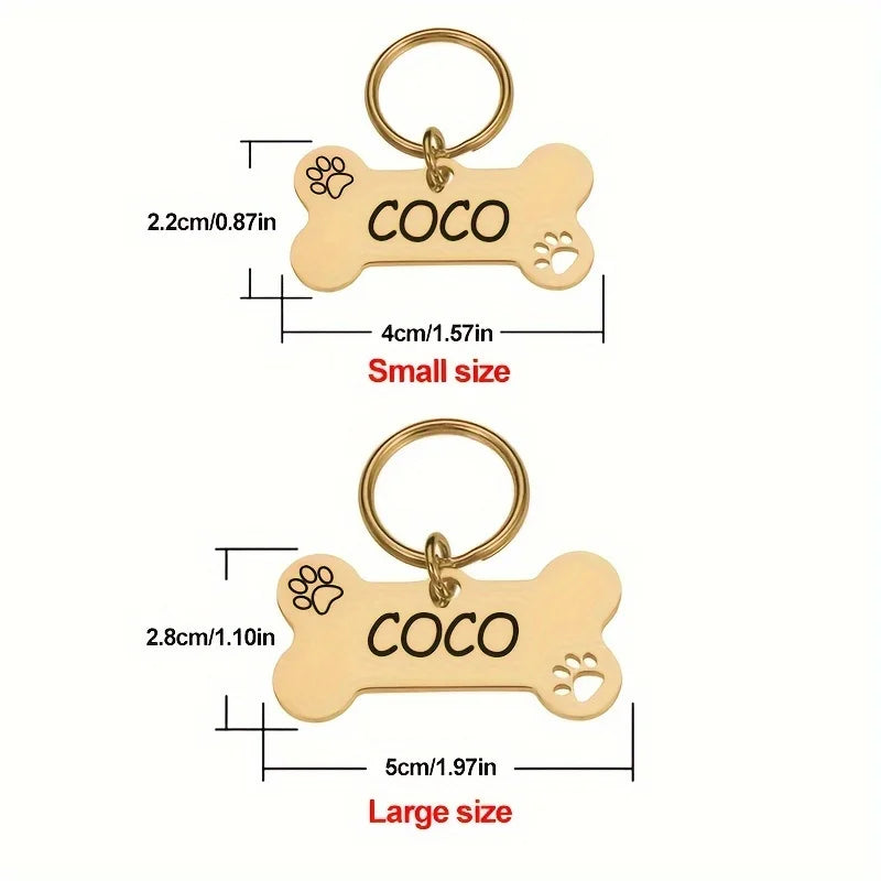 Médaille Os Doré Empreintes de Pattes Personnalisée Chien
