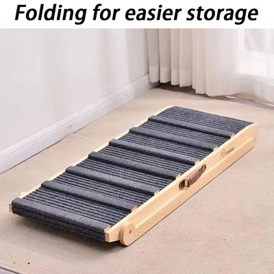 Rampe pour Chien Bois Massif Pliable 6 Hauteurs Portable