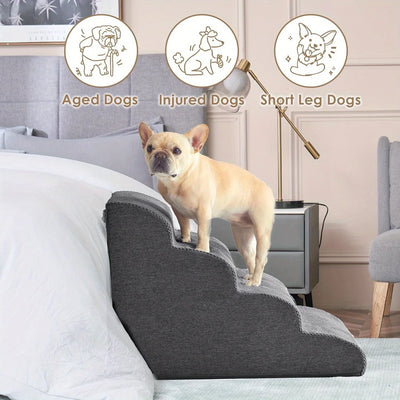 Escalier pour Chien Incurvé Mousse Dense Gris 3 Tailles