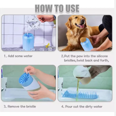 Lave-Pattes Portable avec Brosse pour Chien