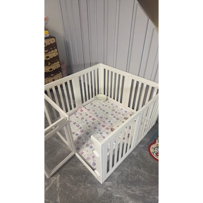 Parc pour Chien Intérieur Modulable Blanc avec Porte Verrouillable