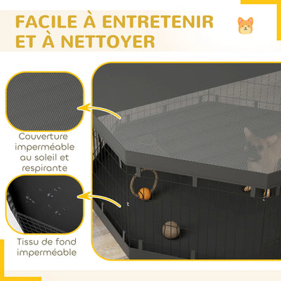Parc pour Chien Intérieur PawHut 8 Panneaux Pliables Acier
