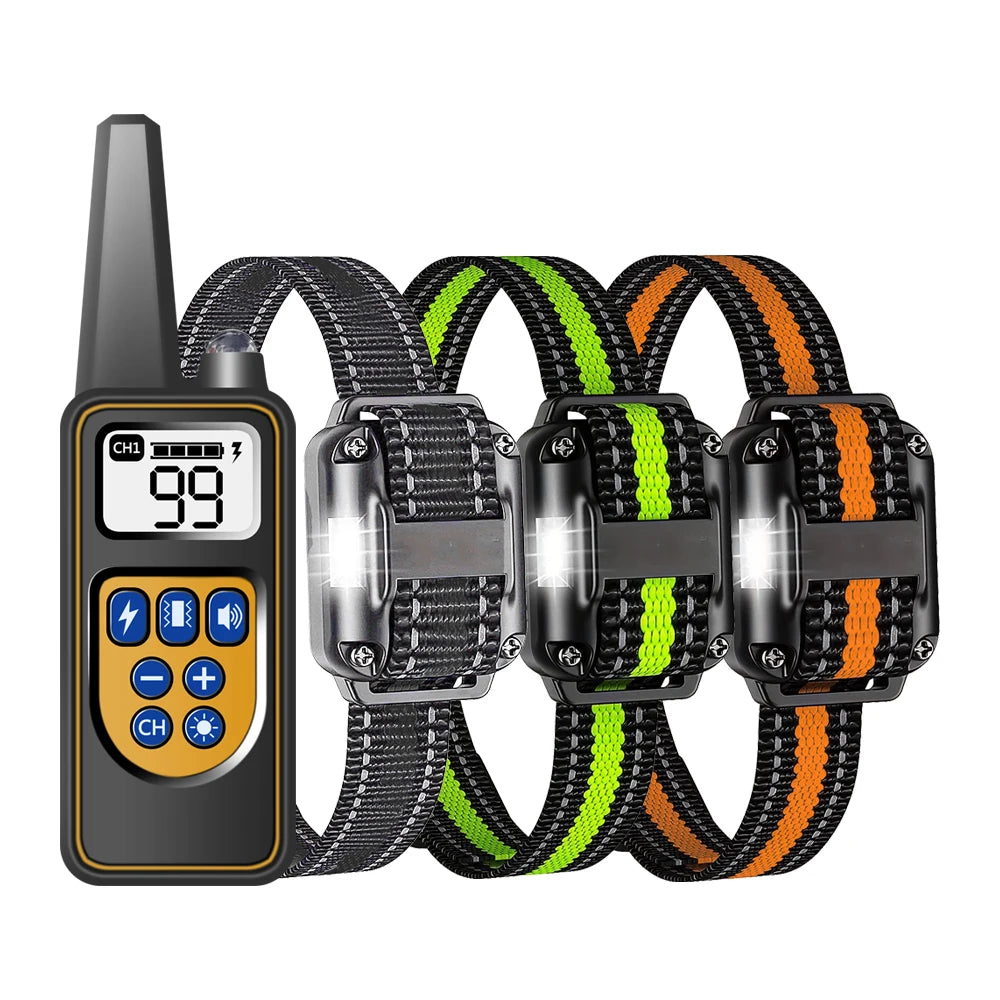 Collier Électrique de Dressage Télécommande Étanche IP67 3 Chiens